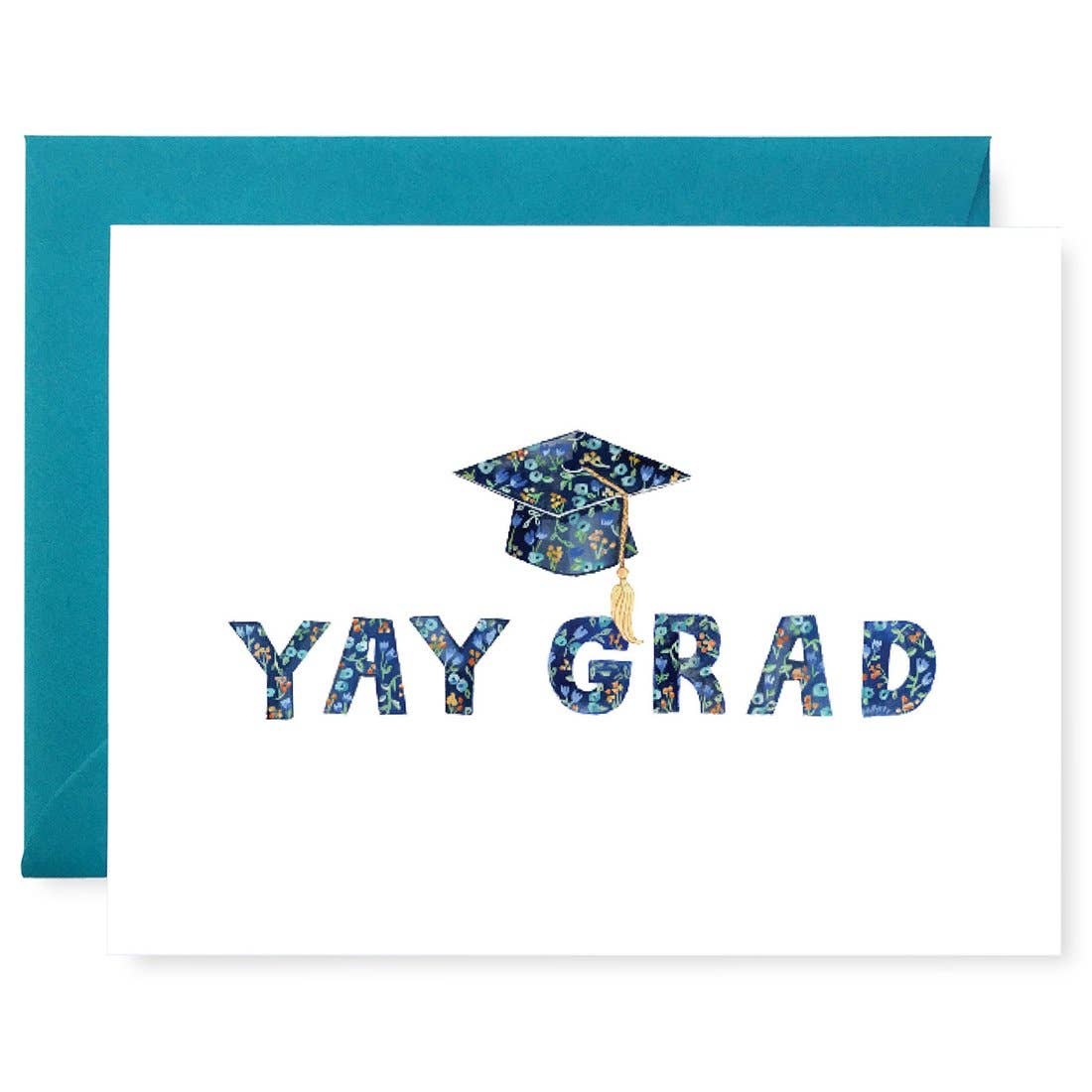Yay Grad Floral Hat Card