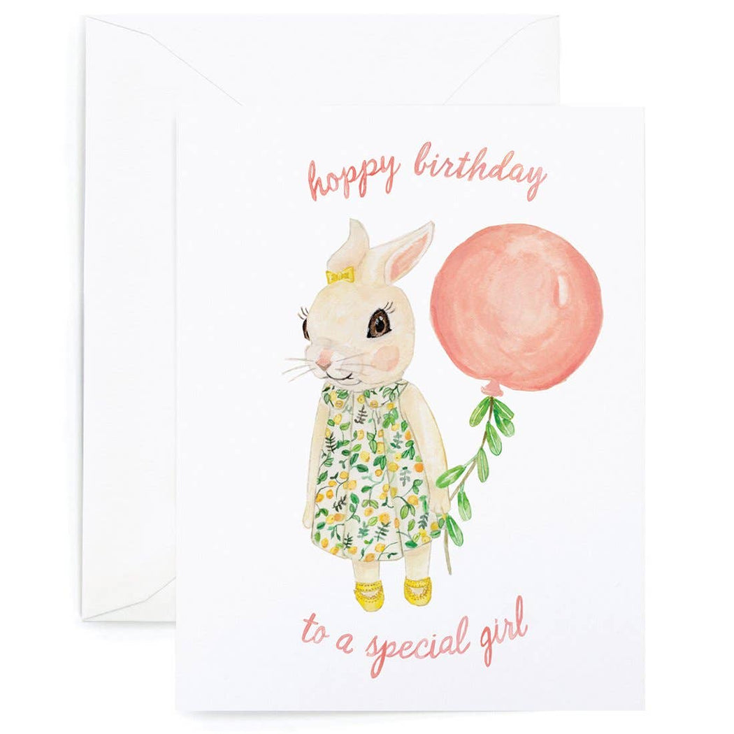 Bunny Hoppy Birthday Special Girl Card