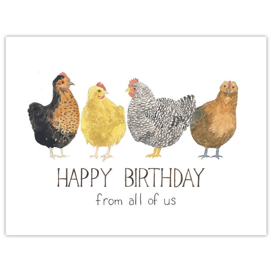 Chickens All of Us Birthday Card