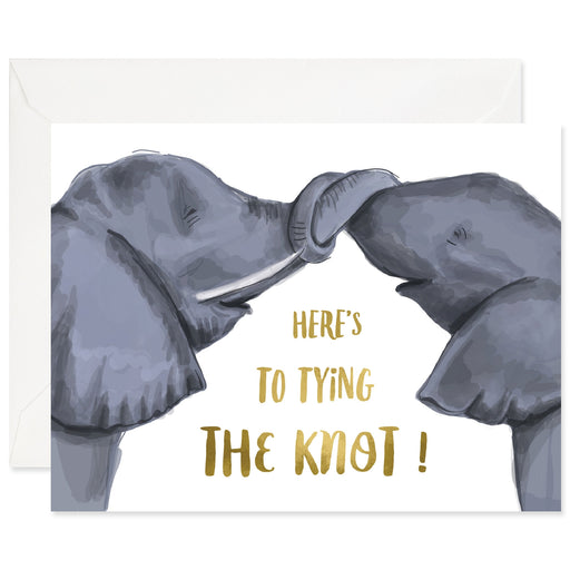 Elephants Heres to Tying the Knot Wedding Card