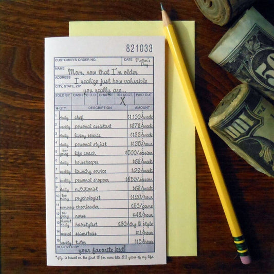 Valuable Mom Invoice Bill From Your Favorite Kid Card