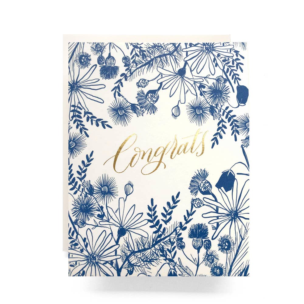 Congrats Blue Meadow Flowers Card