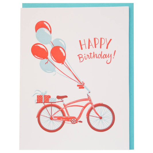 Bike Balloons Happy Birthday Card