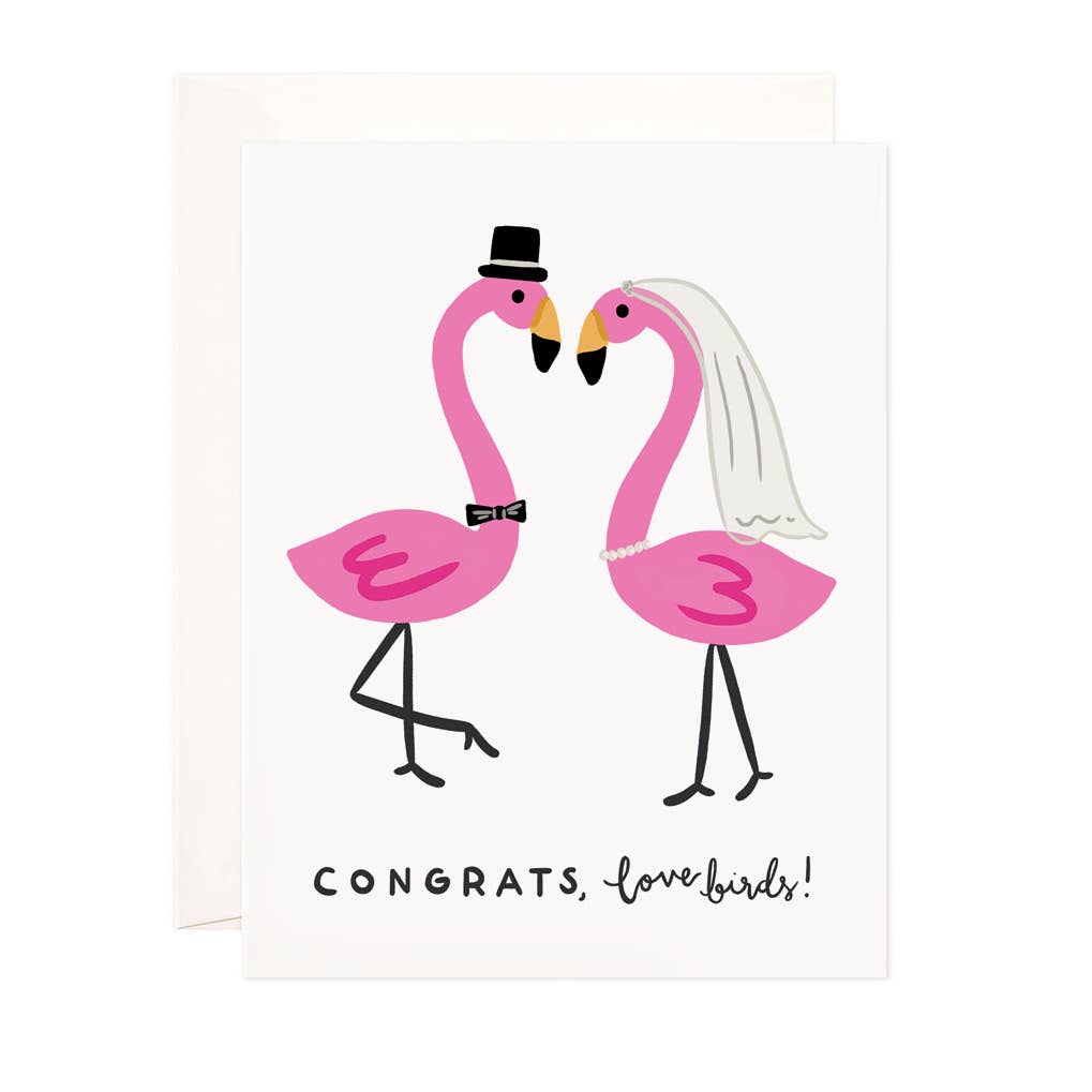 Flamingo Love Birds Card