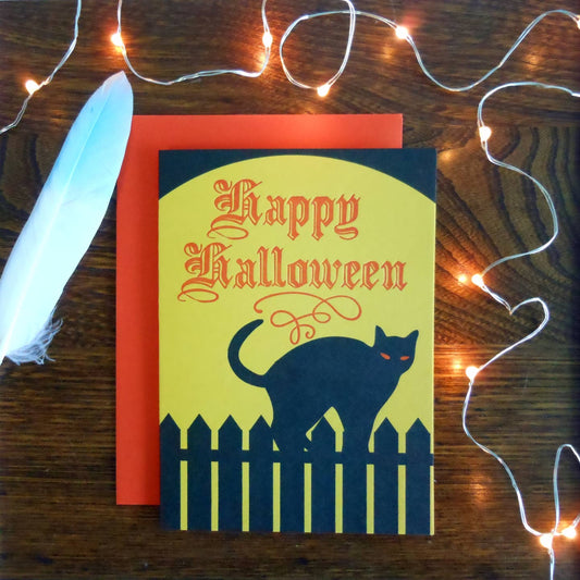 Full Moon Cat Halloween Card