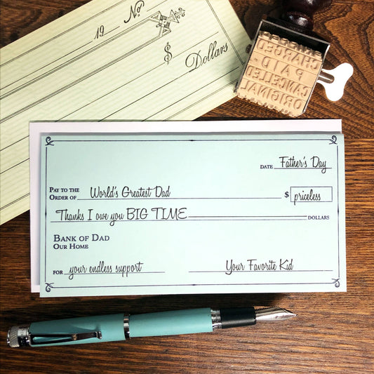 Check Dad Owe You Big Time Fathers Day Card