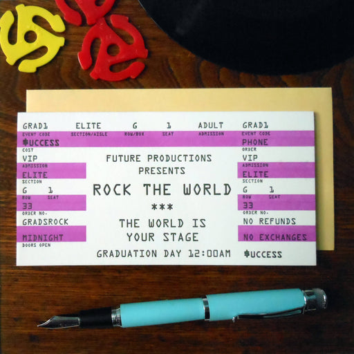Graduation Rock the World Concert Ticket Card