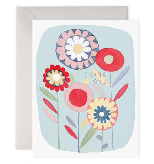 Folky Flowers Thank You Card
