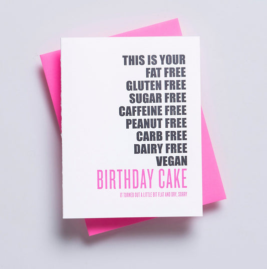 Gluten Sugar Caffeine Free Birthday Cake Card