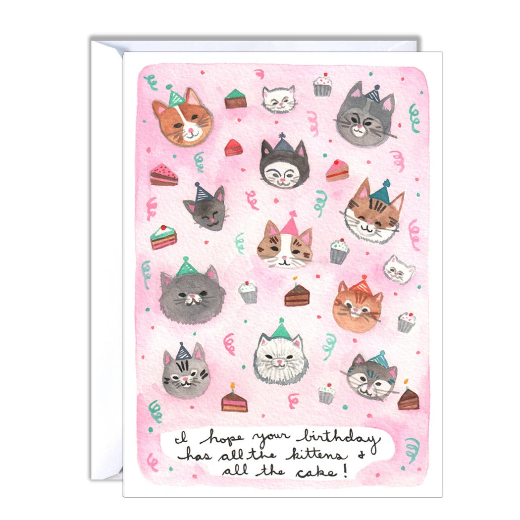 Kittens and Cake Cat Birthday Card