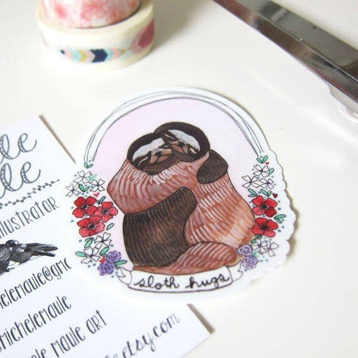 Sloth Hugs Vinyl Sticker