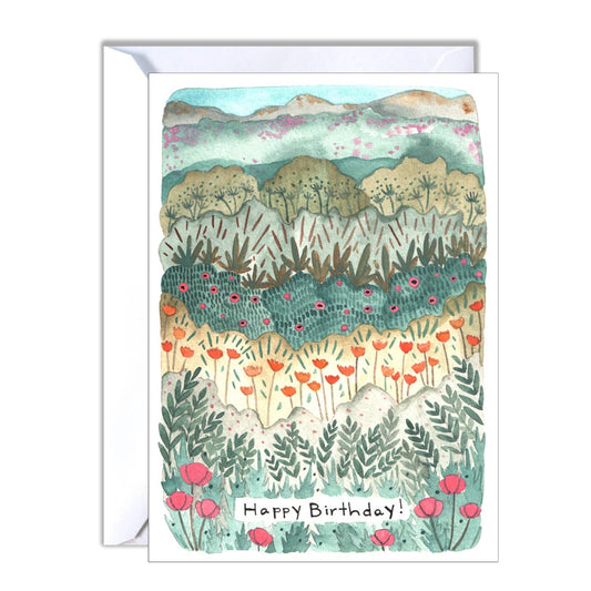 Floral Fields Happy Birthday Card