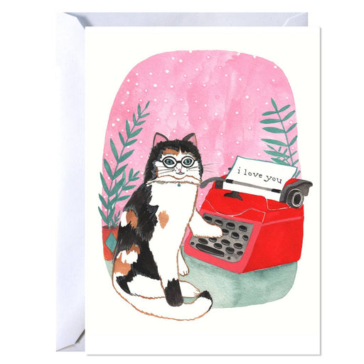 Cat I Love You Typewriter Card