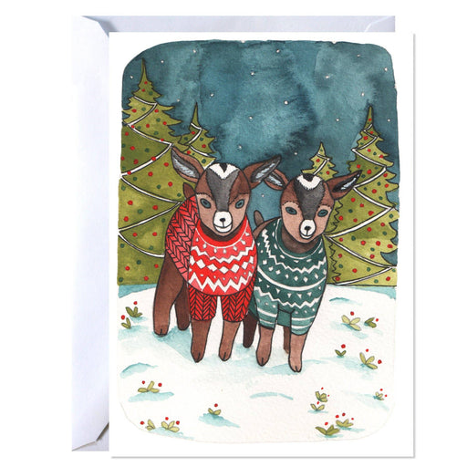 Goats in Sweaters Blank Holiday Card