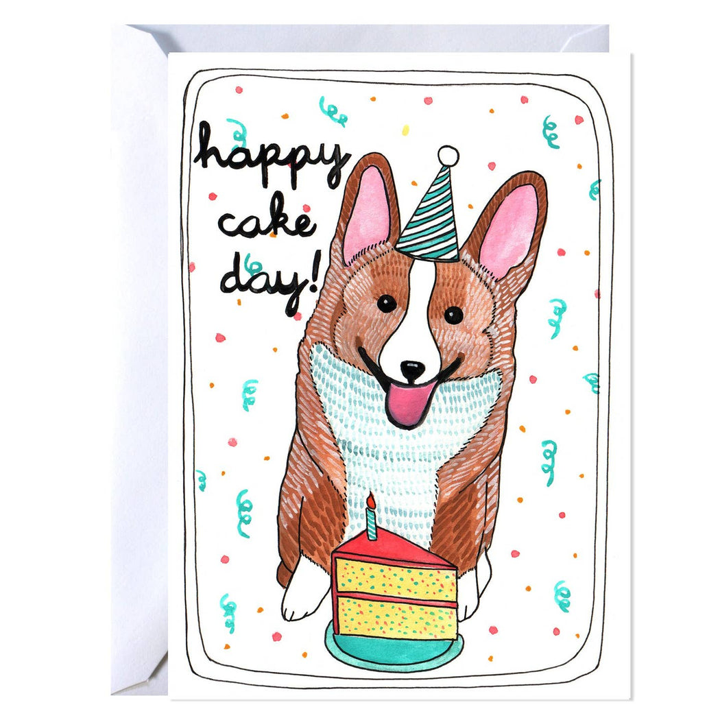 Corgi Happy Cake Day Birthday Card