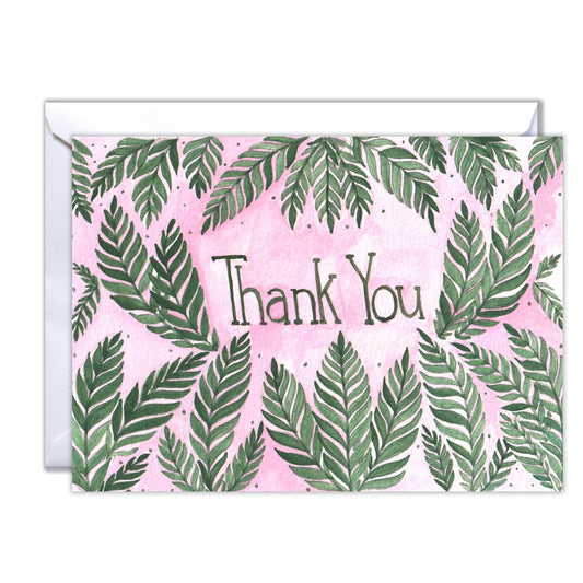 Pink Fern Thank You Card