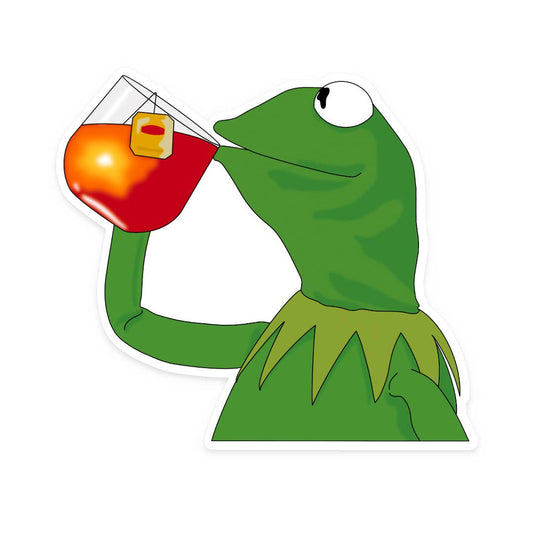 Kermit Frog Sipping Tea Vinyl Sticker