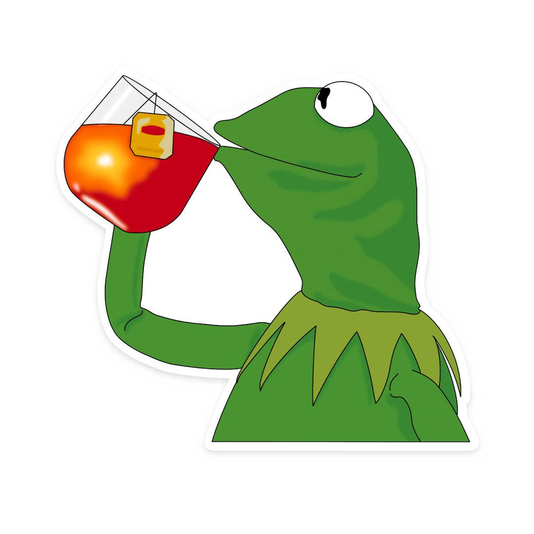 Kermit Frog Sipping Tea Vinyl Sticker