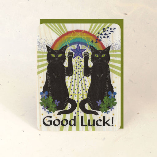 Good Luck Cats Wood Card