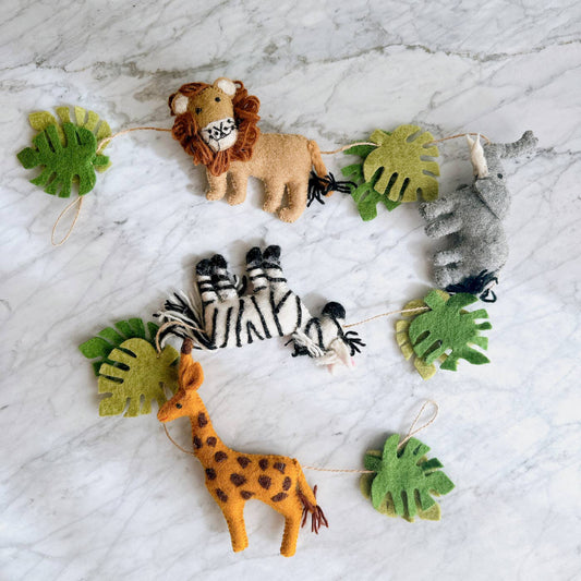 Felt Safari Animals Garland Banner