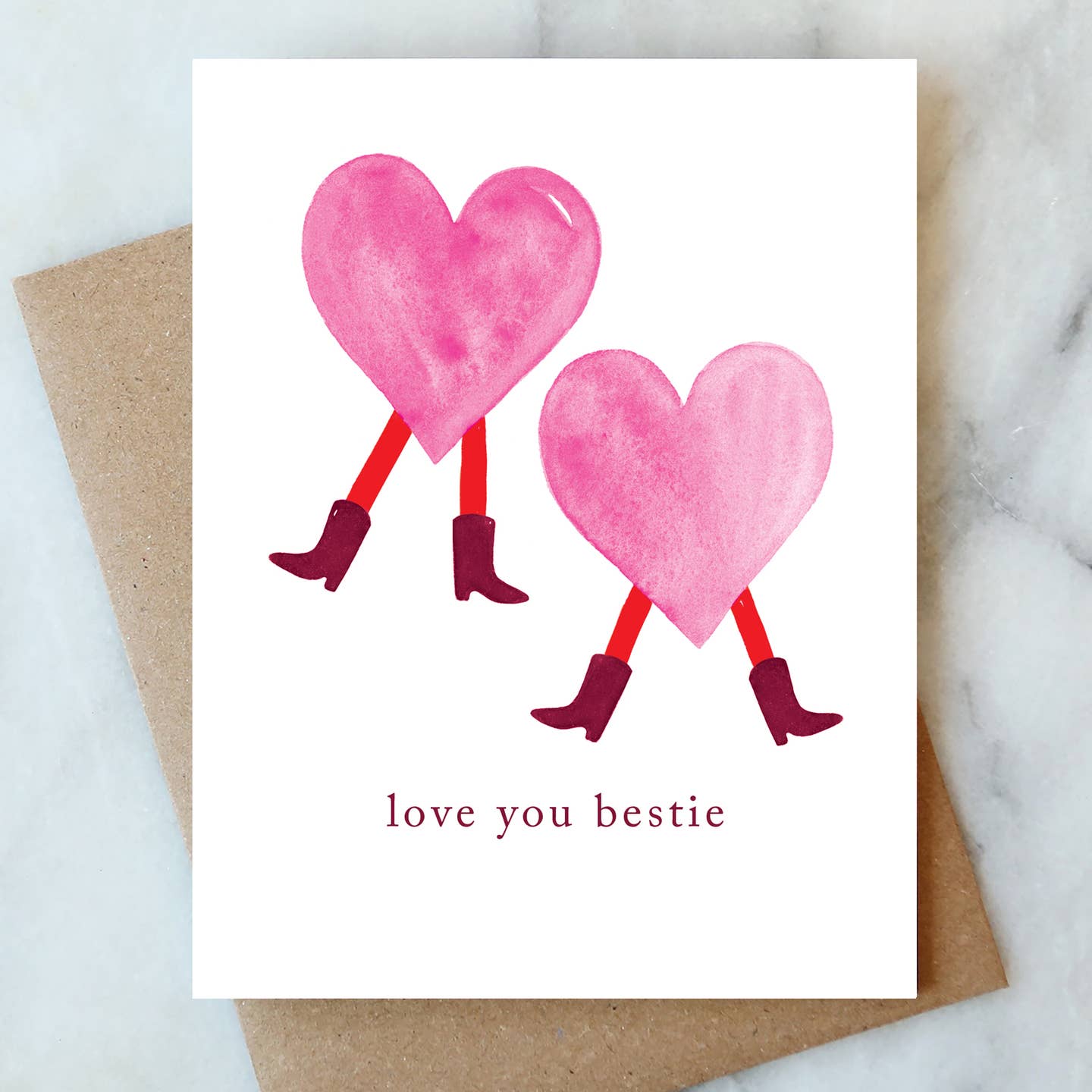 Dancing Hearts Love You Bestie Card