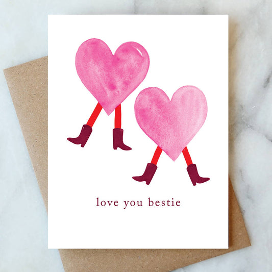 Dancing Hearts Love You Bestie Card