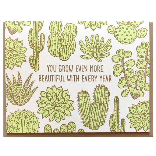Cactus You Grow More Beautiful Every Year Birthday Card
