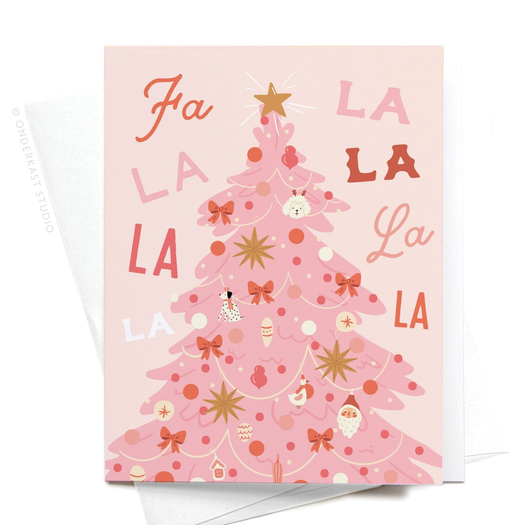 Fa La La Pink Christmas Tree Card