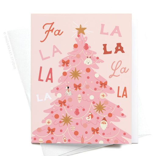 Fa La La Pink Christmas Tree Card