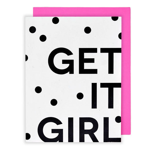 Get It Girl Black Dots Congrats Card