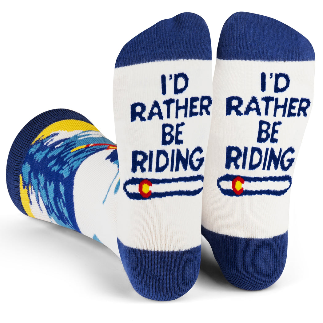 Id Rather Be Riding Snowboarding Colorado Socks