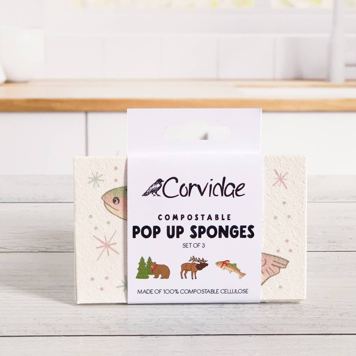 Holiday Wildlife Compostable Pop Up Sponge Set
