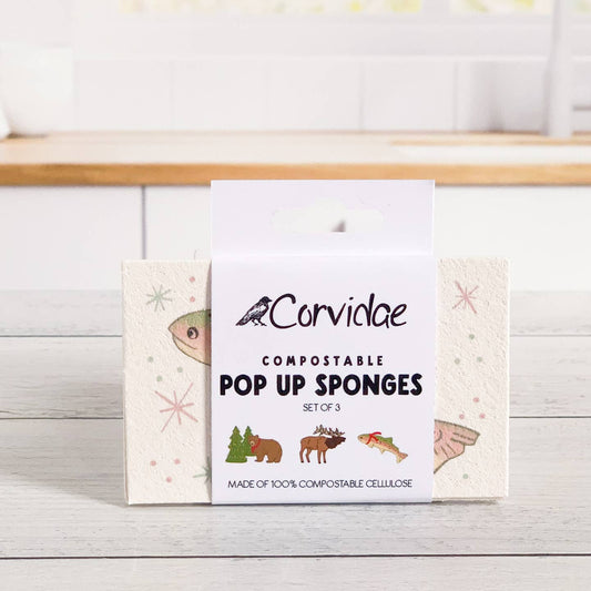 Holiday Wildlife Compostable Pop Up Sponge Set