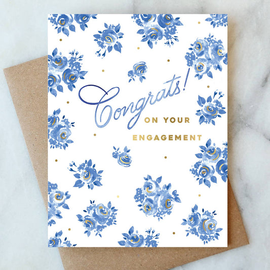French Blue Engagement Congrats Card