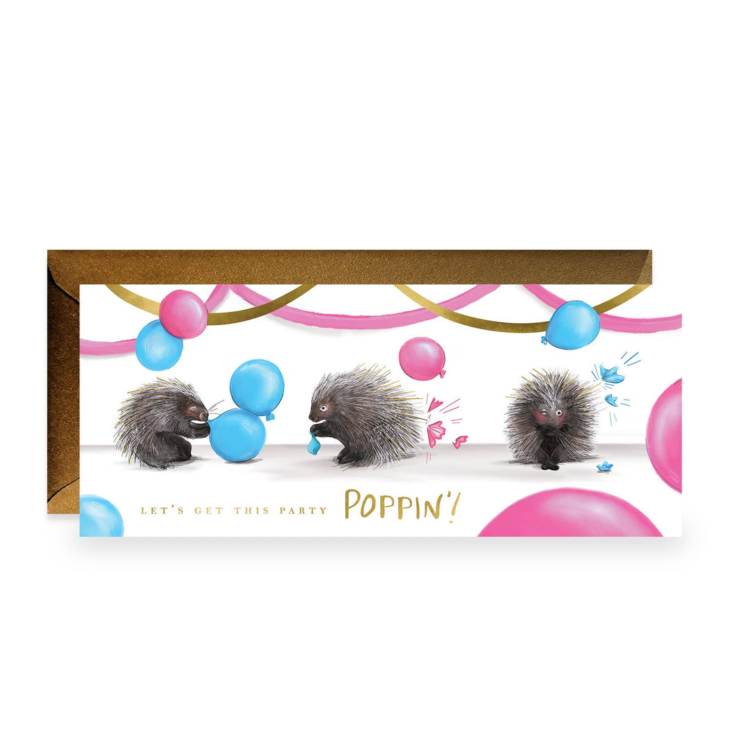 Porcupine Poppin Birthday Card