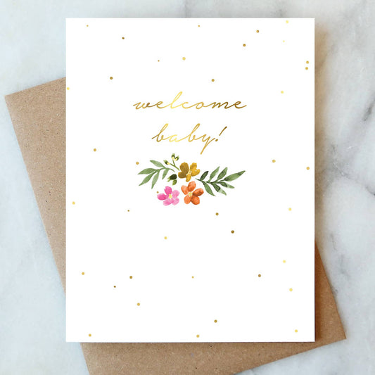 Welcome Baby Florals Card
