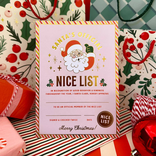 Santa's Nice List Certificate Card