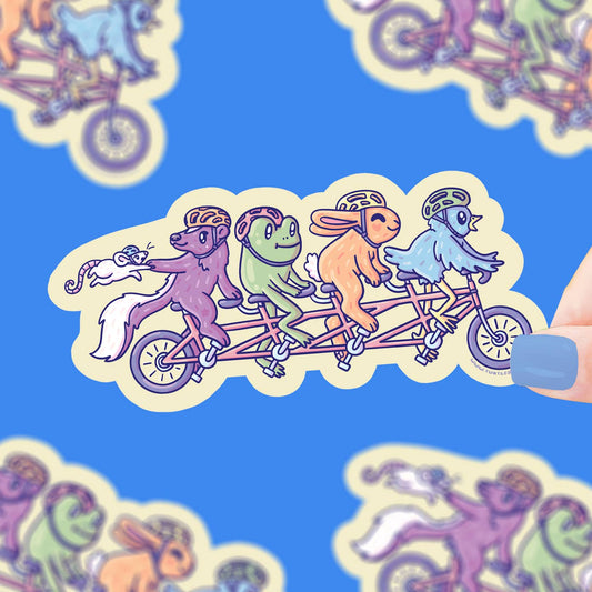Biking Critters Vinyl Sticker