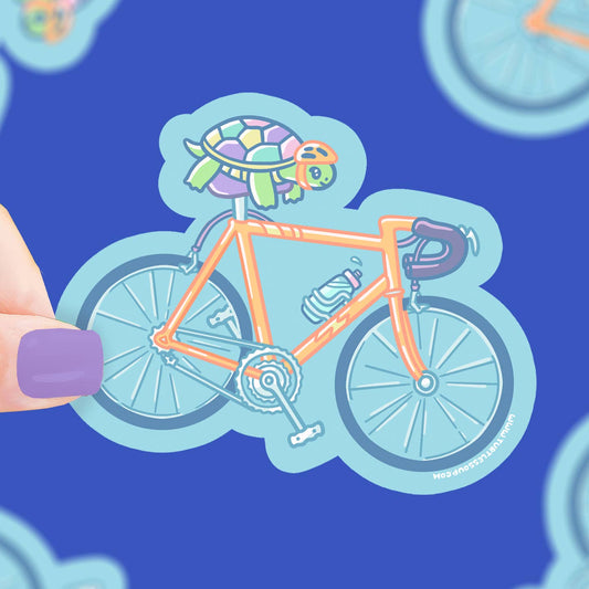 Biking Turtle Vinyl Sticker