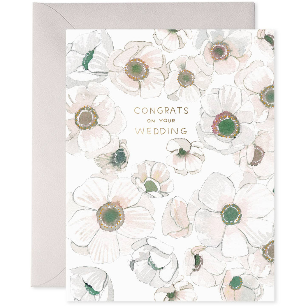 White Flower Congrats on Your Wedding Card