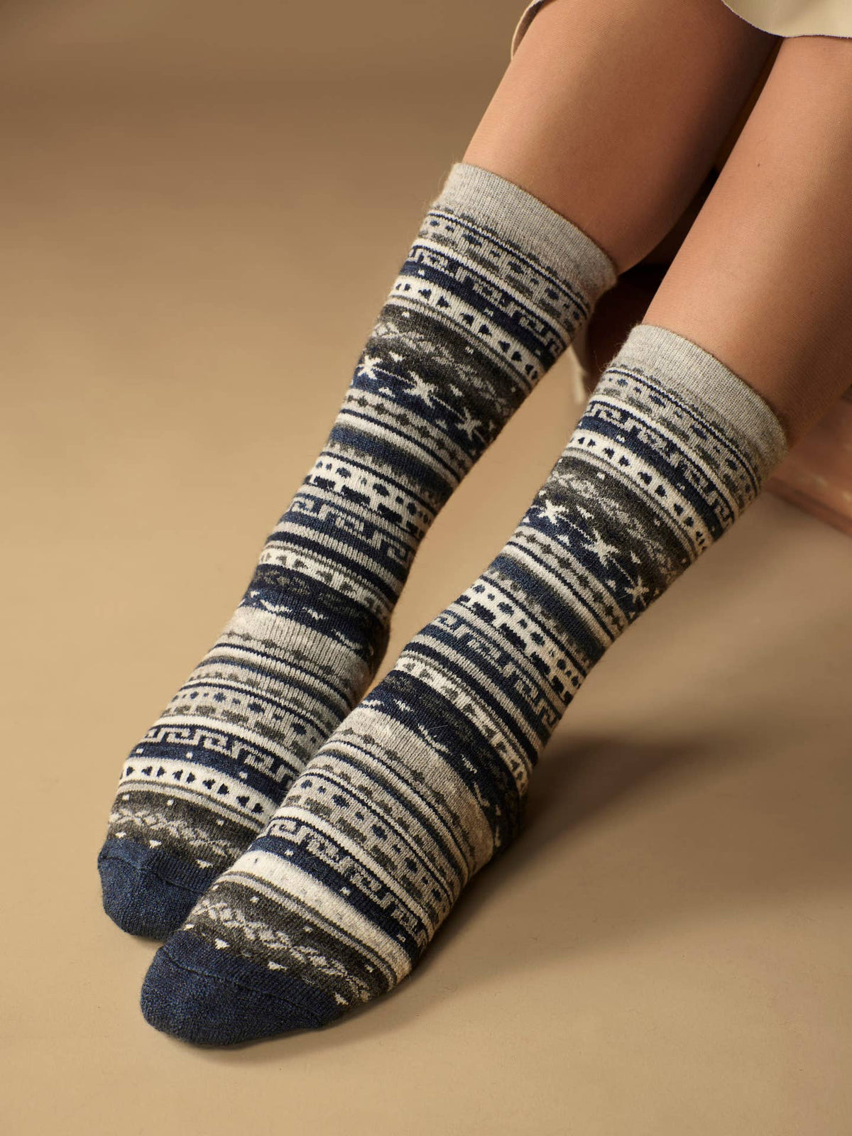 Fair Isle Alpaca Full Cushion Socks