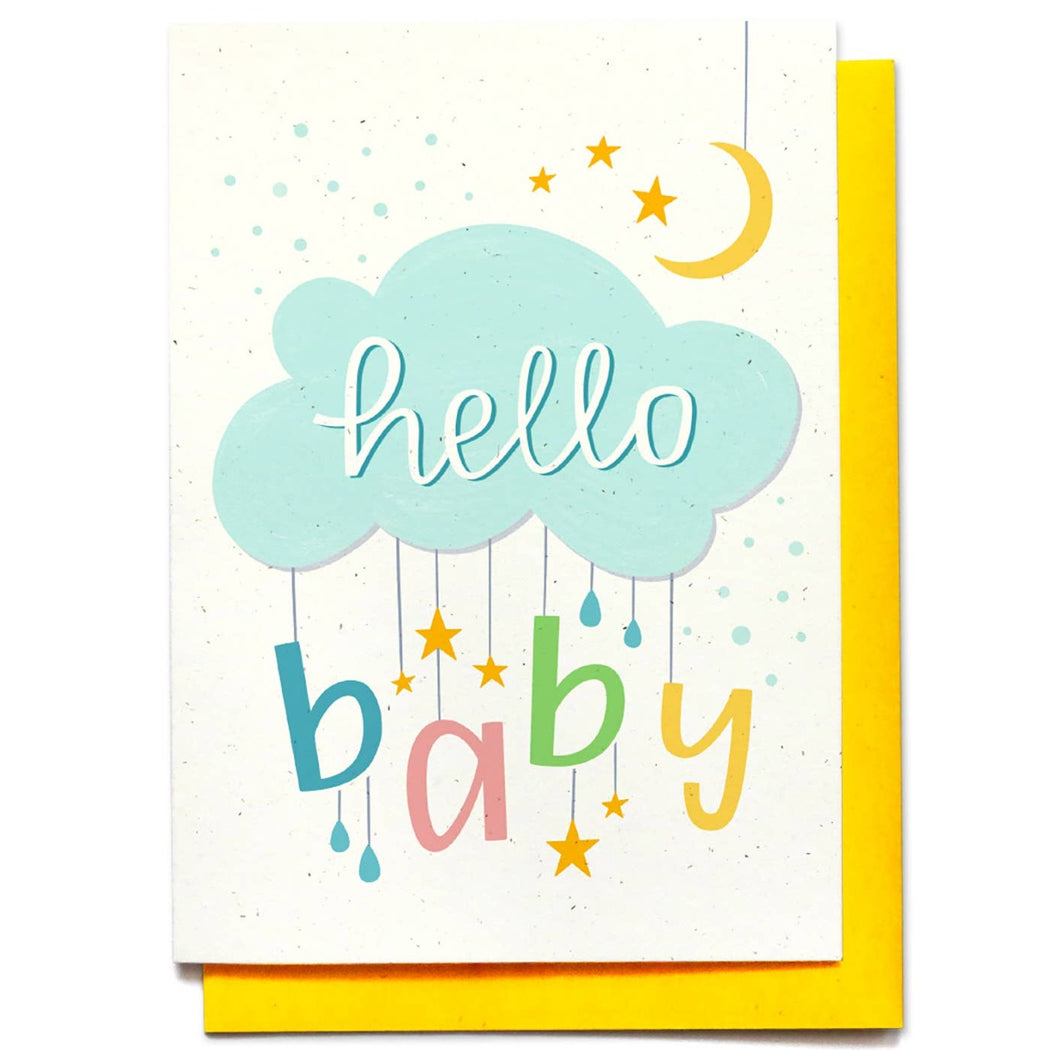 Hello Baby Cloud & Stars Card