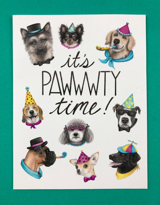 Its Pawwwty Time Dogs Birthday Card