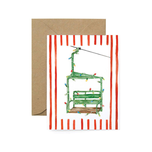 Ski Chair Lift Christmas Blank Card