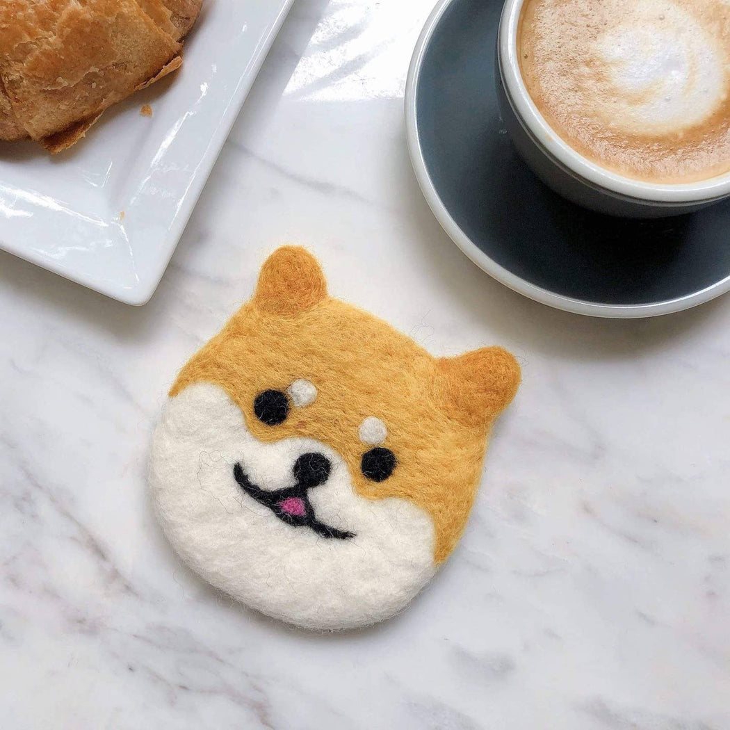 Felt Shiba Inu Dog Coasters Set