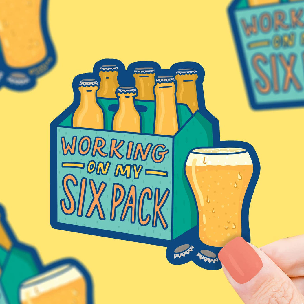 Working On My Six Pack Beer Vinyl Sticker