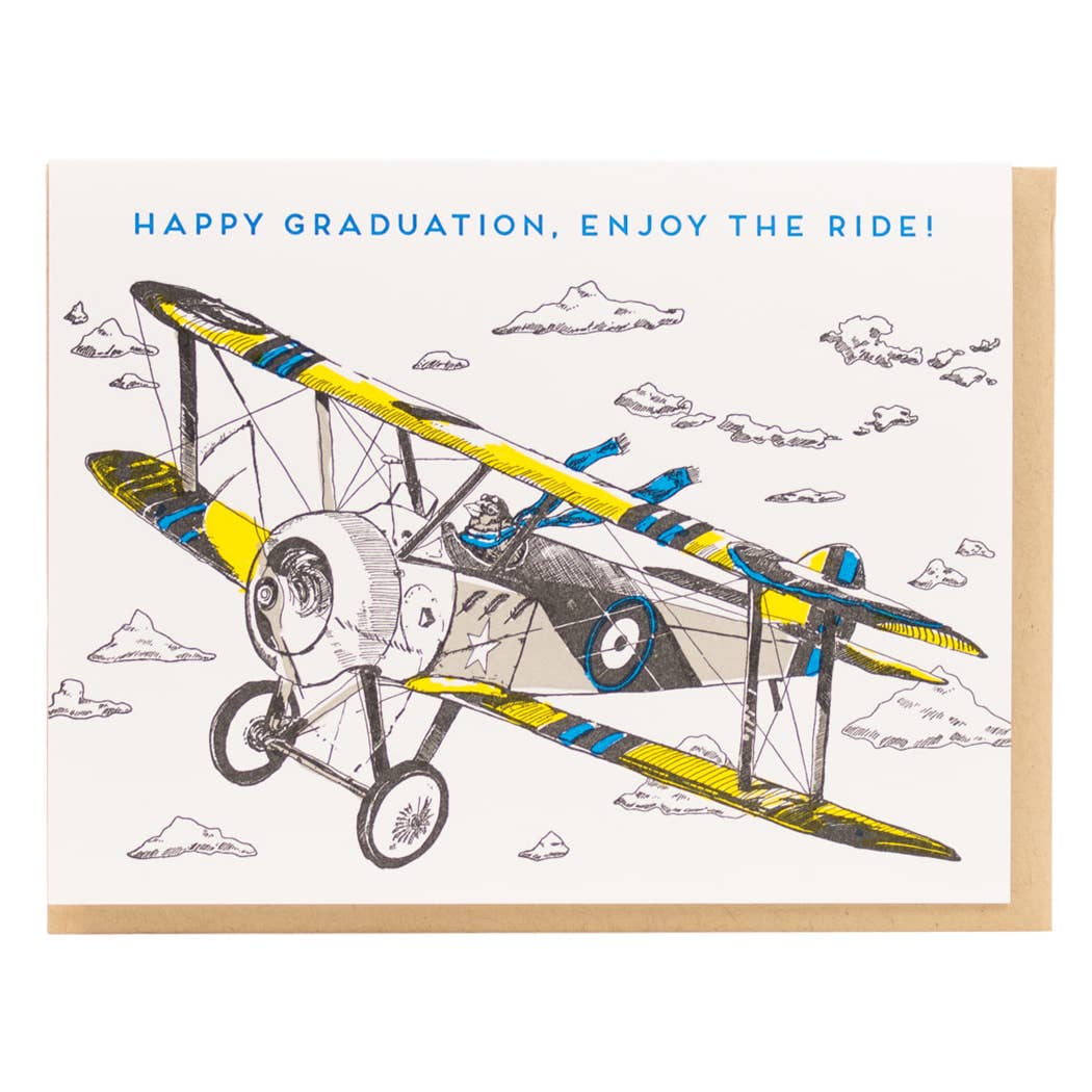 Happy Graduation Enjoy the Ride Airplane Bird Card