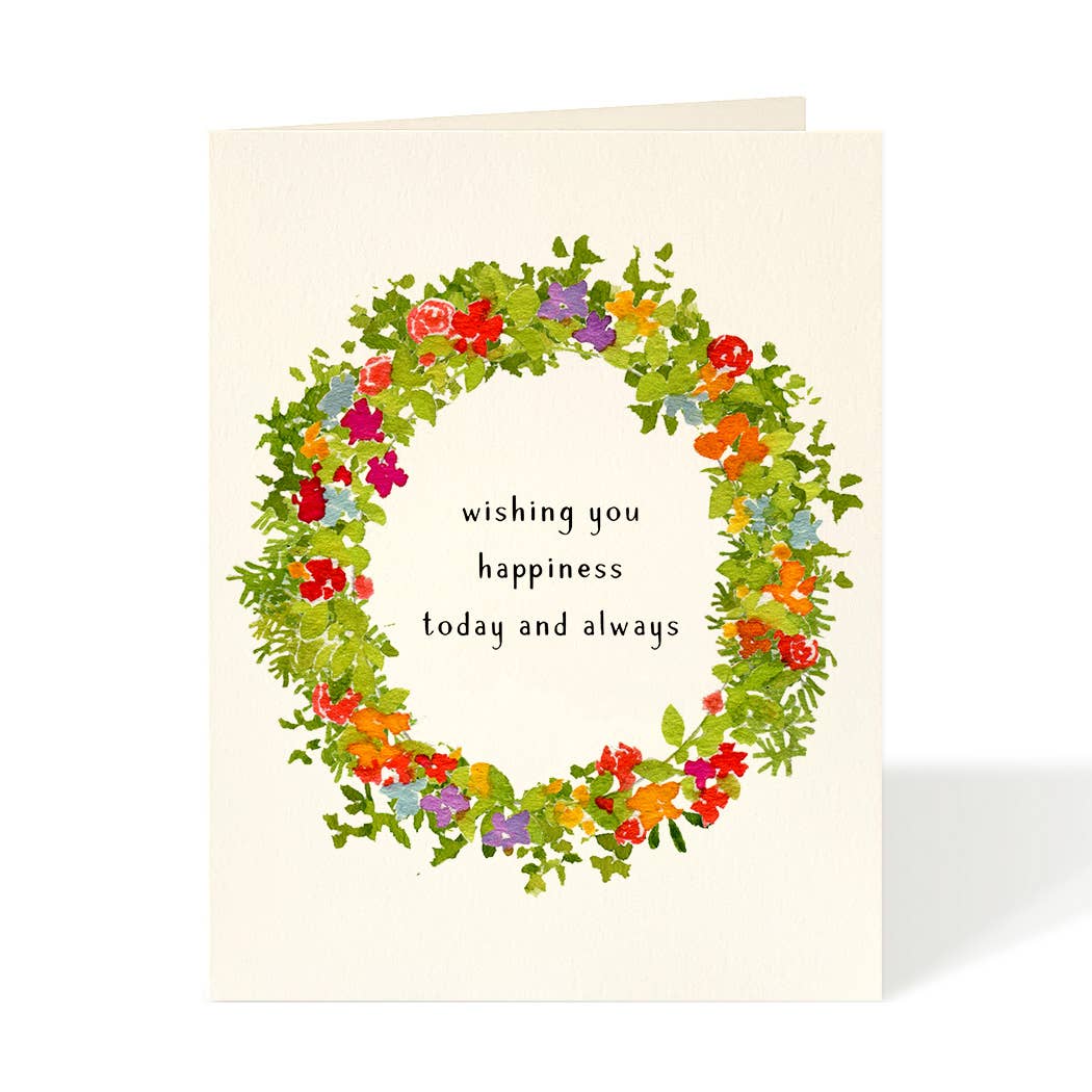 Flower Wreath Happiness Today & Always Wedding Card