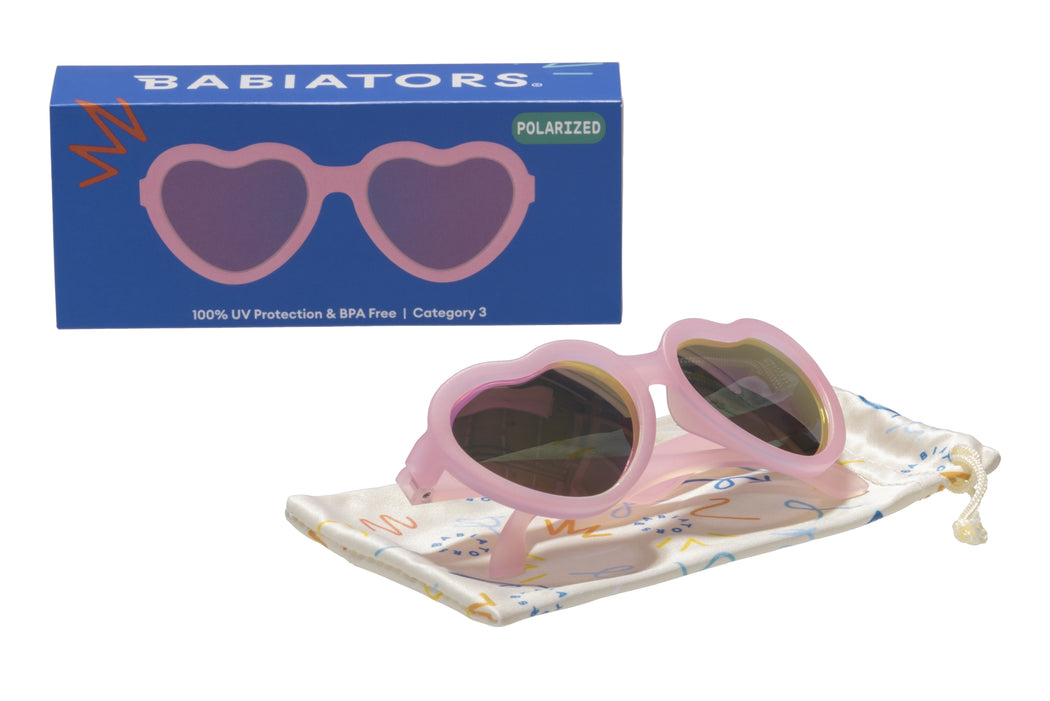 Frosted Pink Polarized Heart Kids Sunglasses