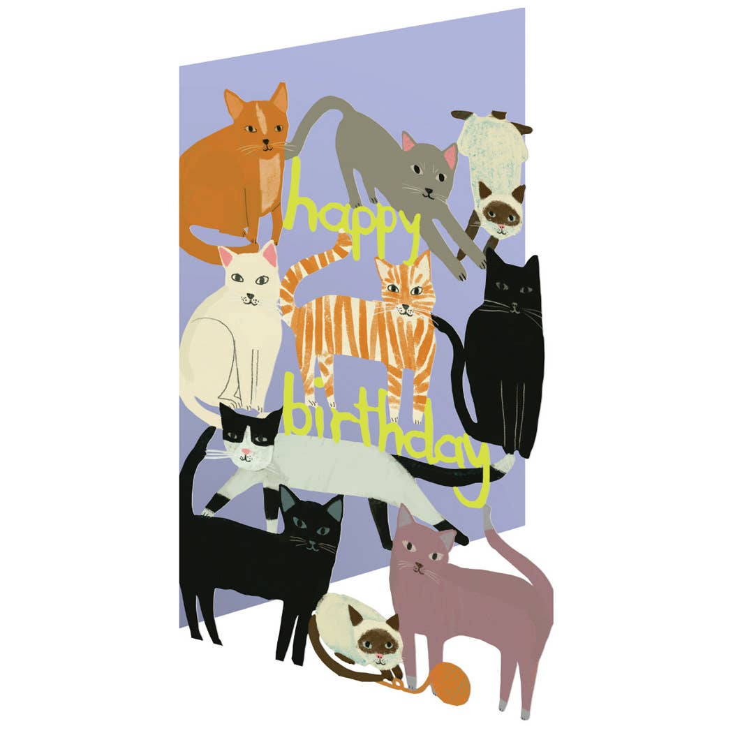 Purring Cats Lasercut Birthday Card